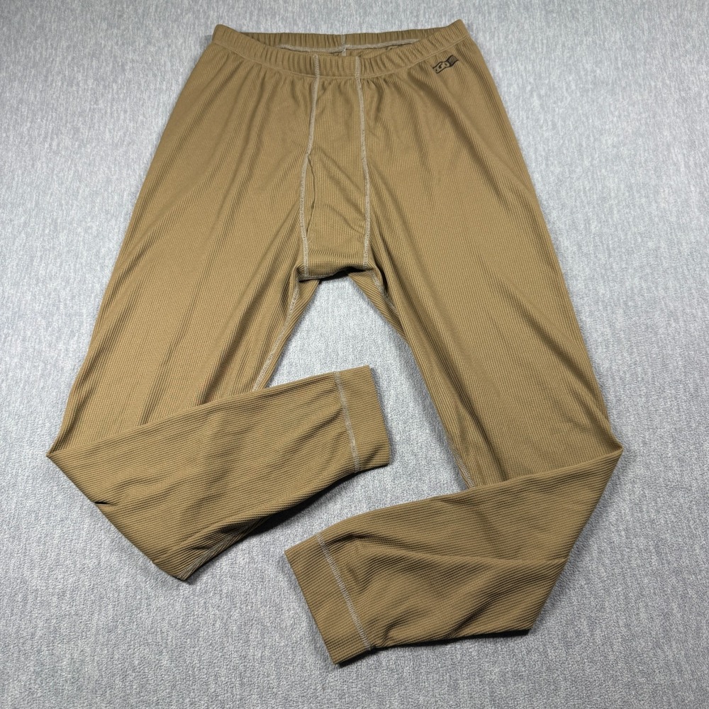 XGO Pants Mens L Tan Brown Thermal Waffle Knit Base Layer Military Berry Complia